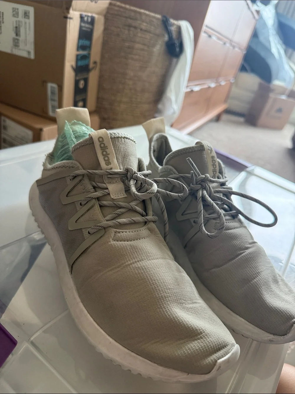 adidas Men's Athletic Sneakers in Khaki and White
